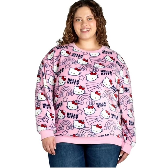 Hello Kitty Sweaters - Hello Kitty Pink Crew Neck Sweater with Fun Print